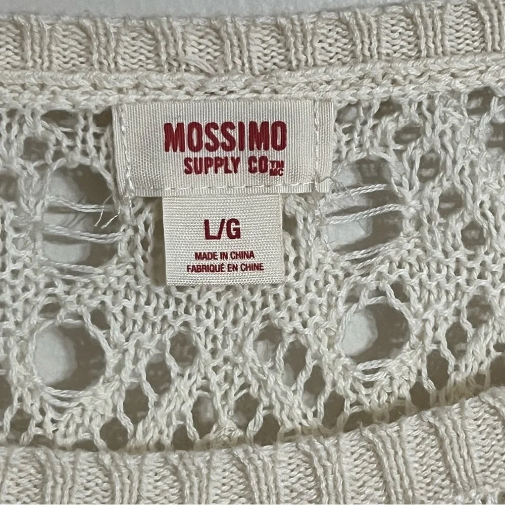 Mossimo Supply Co Cream Open Knit Crochet Cotton Sweater Large L/G‎ Cream White